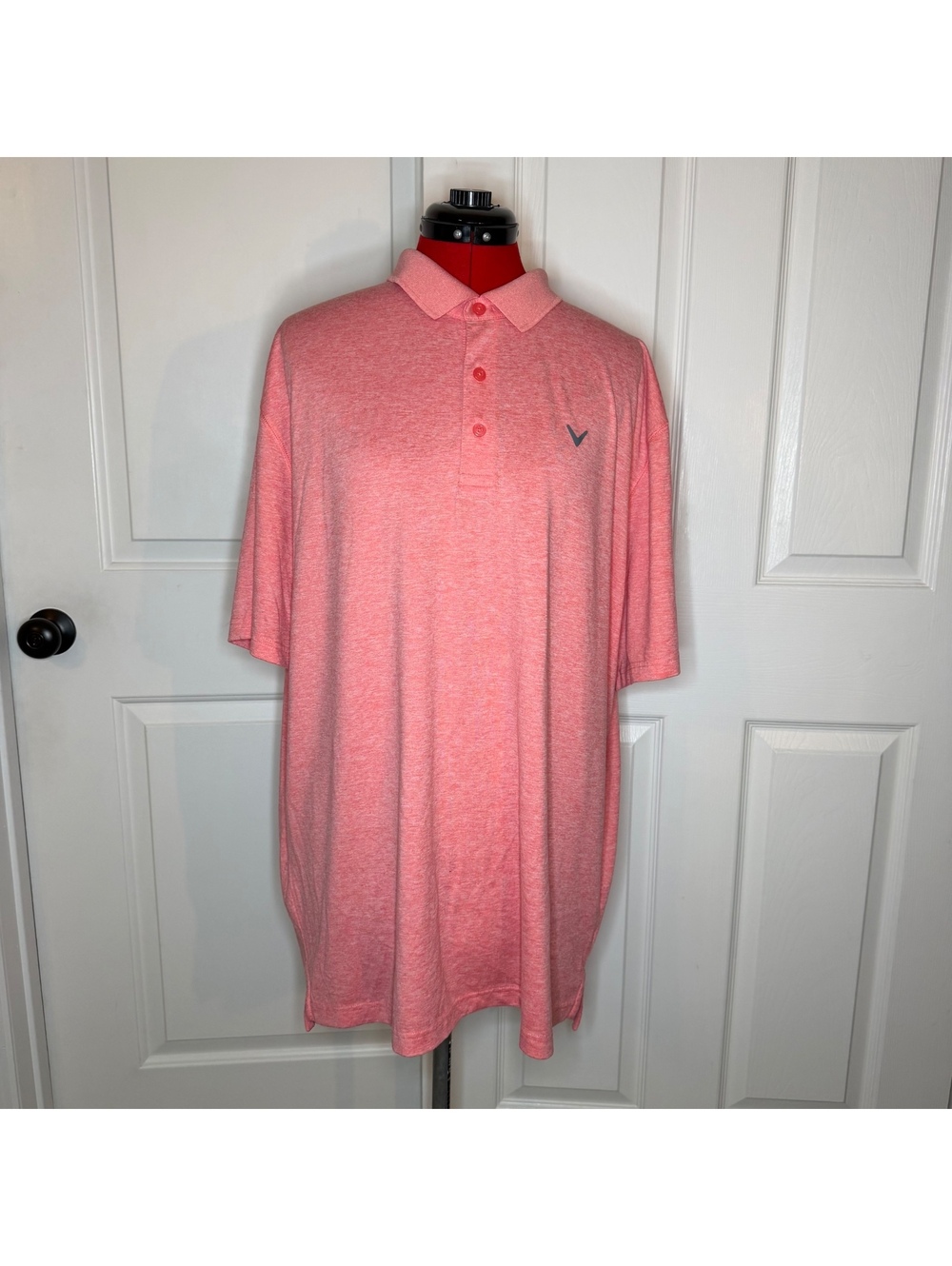 Callaway Opti-Dri Short Sleeve Polo Golf Shirt Pink Gray Mens XL